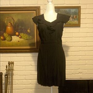 Vintage Black Polka Dot Ruffle Dress